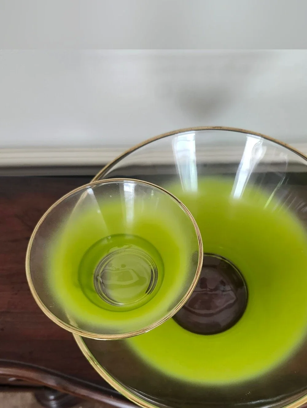 Retro Chip and Dip Set Capri Federal Glass Vintage Green Frosted Glass